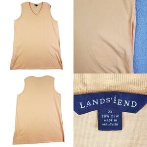 Lands End Tank Top Womens Plus Size 2X Sleeveless Pullover V-Neck Stretch